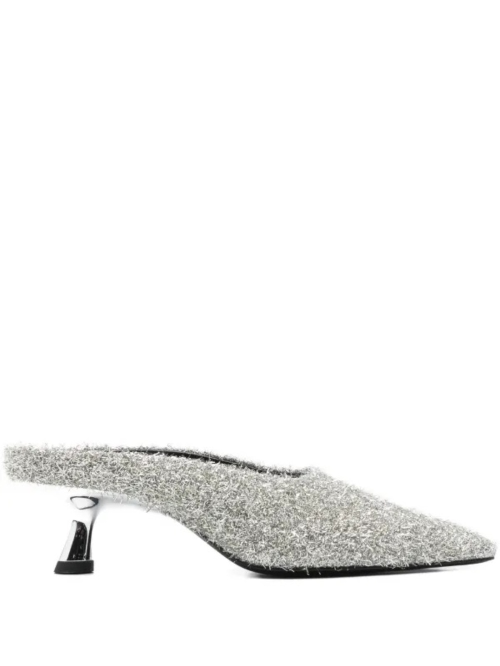 Simon Miller Tinsel Pointed Gala Kitten Heel Mule Metallic Silver Size 40 / 10 - Picture 8 of 9